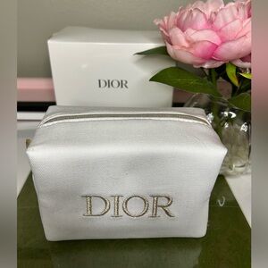 Dior Ivory Cosmetic Bag with Gold Zipper